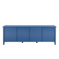 71 Inch Stylishtvcabinet Entertainment Centertv Stand,Tvconsoletable, Media Console,Solidwood Frame,Changhong Glass Door,Metal Handle,Antique Blue,For The Children'S Room,Bedroom Living Room Antique Blue Primary Living Space 70 79 Inches 70 79 Inches