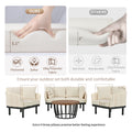 Luxury Modern 4 Piece Outdoor Iron Frame Conversation Set, Patio Chat Set With Acacia Wood Round Coffee Table For Backyard, Deck, Poolside, Indoor Use, Loveseat Arm Chairs, Beige Yes Sectional Beige Weather Resistant Frame Water Resistant Cushion Garden