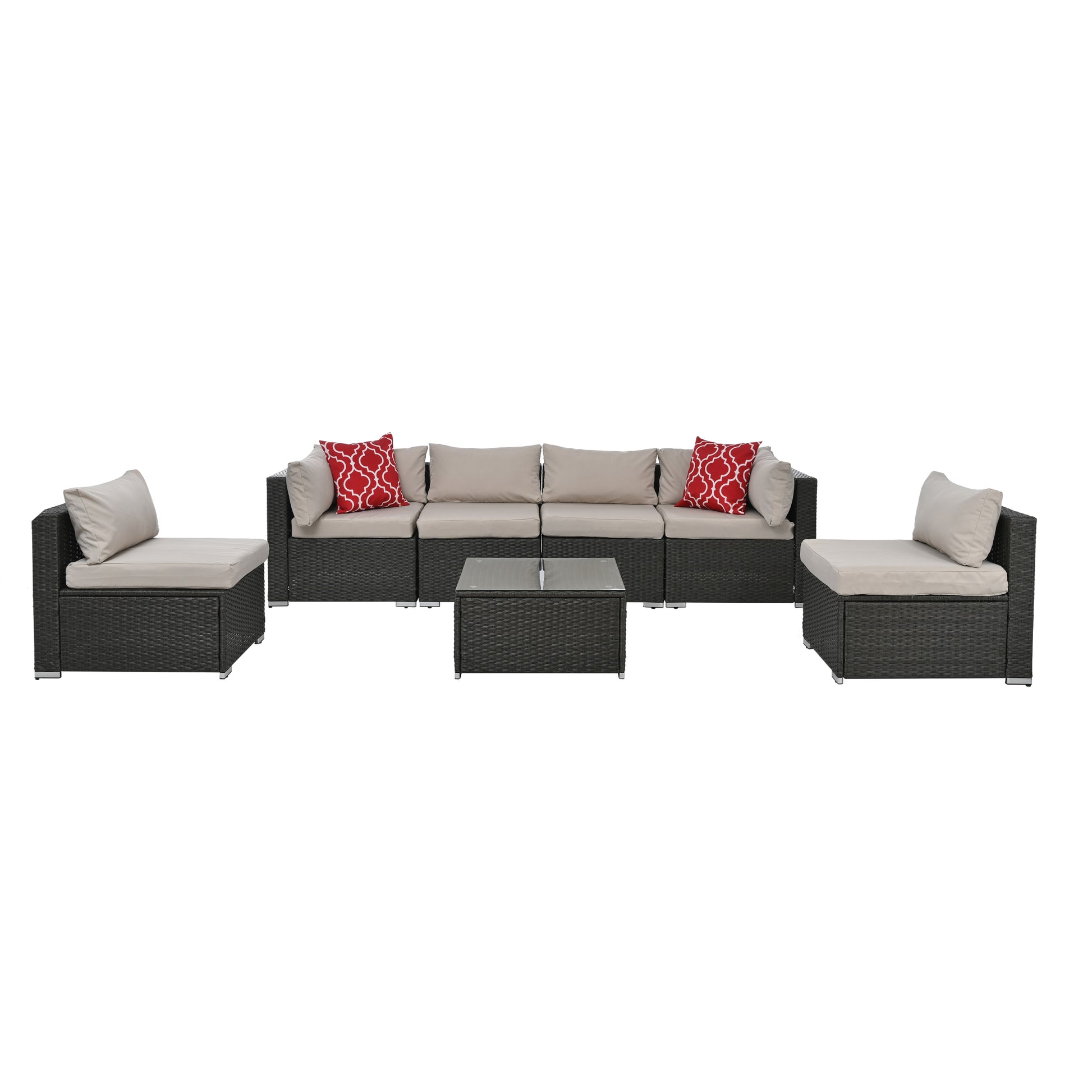 Patio Furniture Sets Yes Dark Gray Seats 6 Pe Rattan Iron Waterproof Fabric