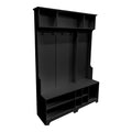 Hall Tree With Shoe Bench, Coat Rack ,Shoe Storage ,Storage Shelves And Pegboard, For Hallways, Halls And Bedrooms, Black Black Mdf Metal