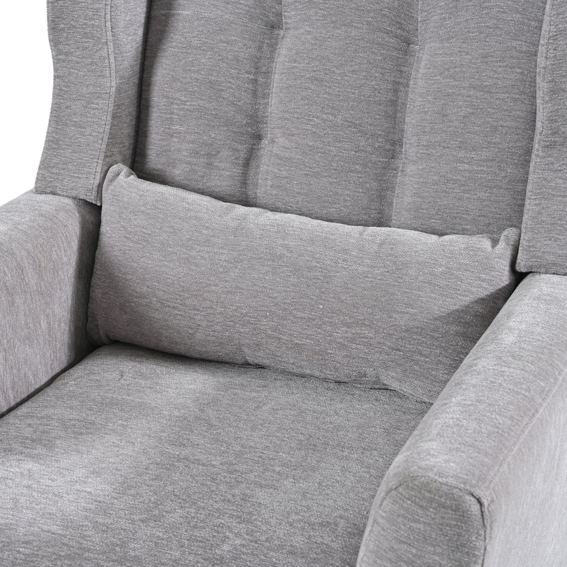 Modern Accent Chair,Chenille Arm Chairs For Living Room,Upholstered Mordern Armchair,Comfy Soft Padded Lounge Chair In Small Space, Bedroom, W Pillow, Solid Wood Leg Gray Grey Light Brown Primary Living Space Modern Rubberwood Foam Chenille
