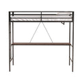 Adam Twin Loft Bunk Black With Cinnamon Wood Desk And Closet Rod Box Spring Not Required Twin Black Metal Bedroom Bunk Metal & Wood