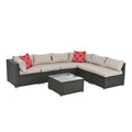 Patio Furniture Sets Dark Gray Pe Rattan Iron Waterproof Fabric