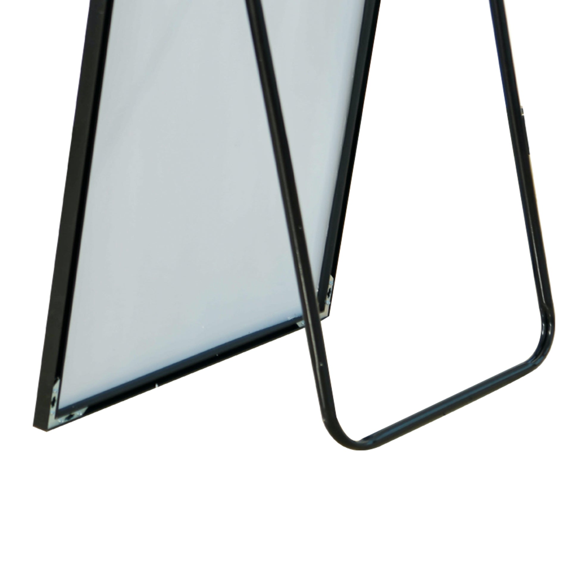 Tempered Mirror 71" X 32" Tall Full Length Mirror With Stand, Black Wall Mounting Full Body Mirror, Metal Frame Full Length Mirror For Living Room, Bedroom Black Glass