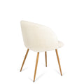 Adjust Legs Upholstered Teddy Faux Fur Dining Armrest Chair Set Of 2 Off White Metal Off White Dining Room Powder Coated Foam Dry Clean Round Mid Century Modern Solid Back Foam Polyester