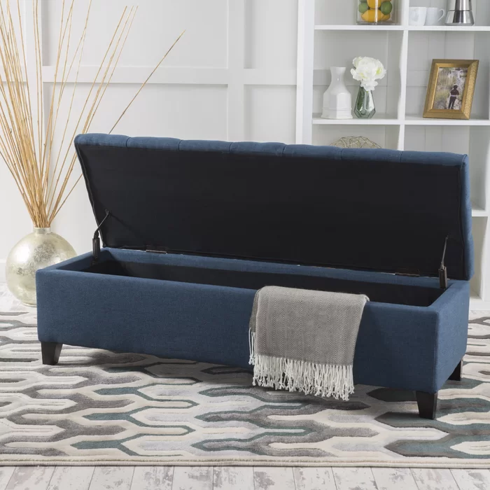 Glouster Storage Ottoman V2 Navy Blue Fabric