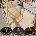 Patio Foldable Hanging Swing Chair With Stand Natural Color Yes Natural Foam Steel