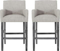 Set Of 2 Upholstered 30.5 Inch Counter Stools Light Gray Gray Light Grey Set Of 2 Fabric