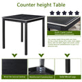 5 Piece Counter Height Table Set, Wooden Kitchen Table Set With Square Table And 4 Upholstered Chairs, Counter Height Dining Table With Crystal Decoration And Chair Set For Kitchen, Dining Room,Black Black Seats 4 Dining Room 4 Leg Square Dining Table