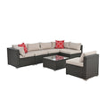 Patio Furniture Sets Dark Gray Pe Rattan Iron Waterproof Fabric