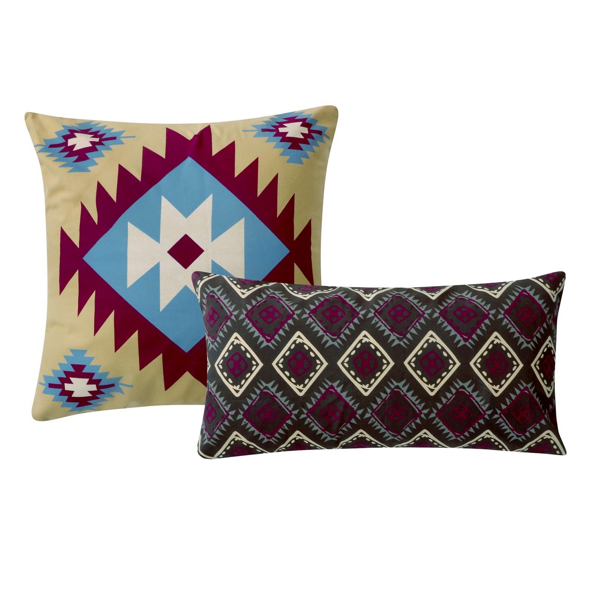 Cotton Accent Throw Pillow, Southwest Print, Pair Of 2, Multicolor Multicolor Cotton