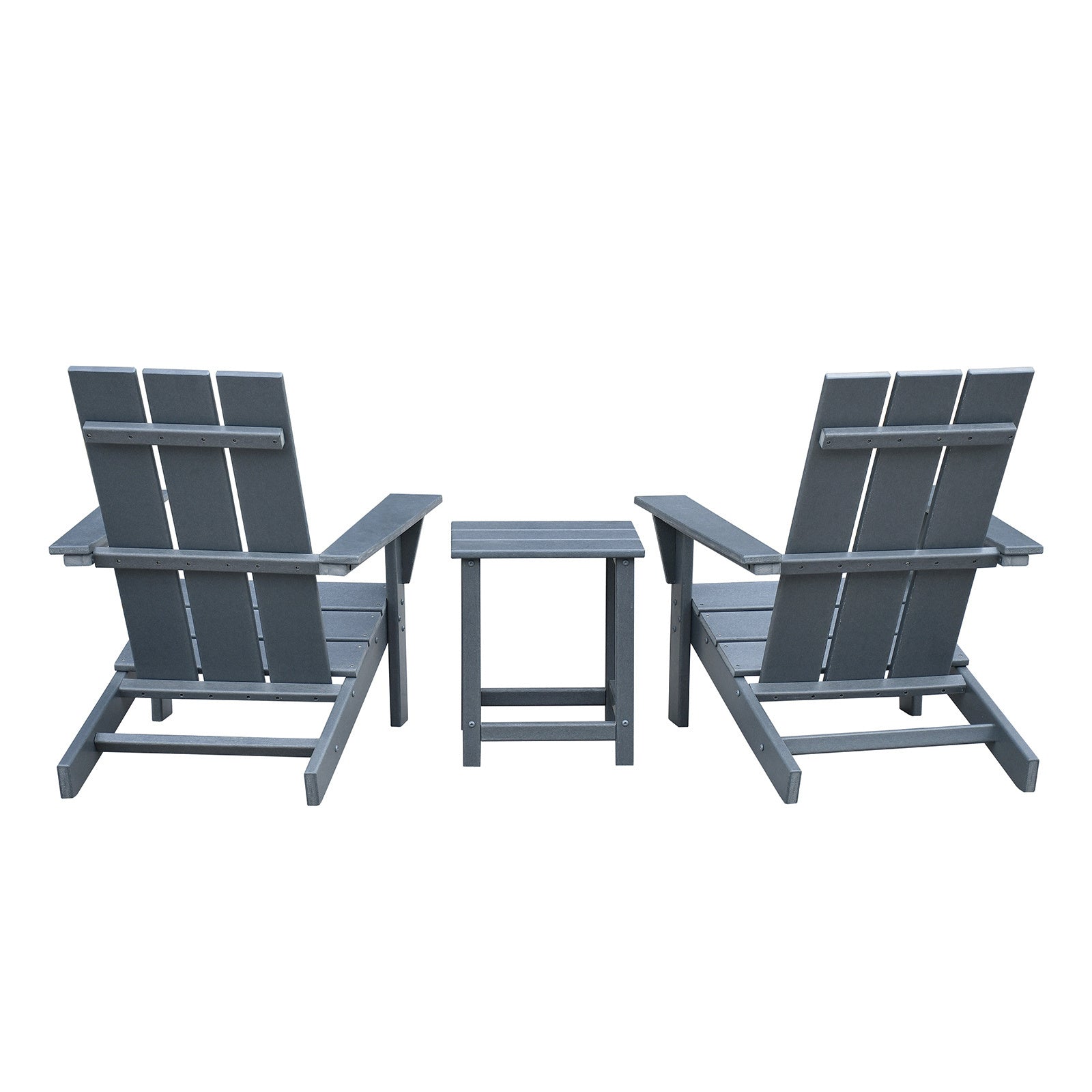 3Pcs Outdoor Adirondack Chairs,Patio Lawn Chairs With Side Table,For Deck Garden Backyard Balcony,Dark Grey Dark Grey Hdpe