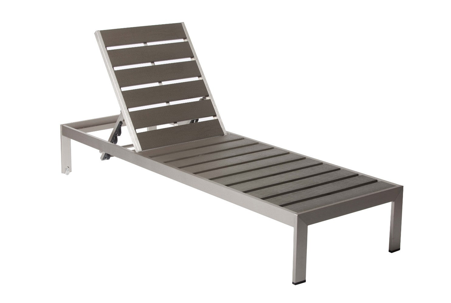 Versatile And Trendy Modern Anodized Aluminum Wheeled Lounger, Gray Gray Aluminum