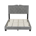 Full Size Upholstered Bed Frame With Rivet Design, Modern Velvet Platform Bed With Tufted Headboard,Gray Gray Velvet