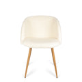 Adjust Legs Upholstered Teddy Faux Fur Dining Armrest Chair Set Of 2 Off White Metal Off White Dining Room Powder Coated Foam Dry Clean Round Mid Century Modern Solid Back Foam Polyester
