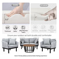 Luxury Modern 4 Piece Outdoor Iron Frame Conversation Set, Patio Chat Set With Acacia Wood Round Coffee Table For Backyard, Deck, Poolside, Indoor Use, Loveseat Arm Chairs, Gray Yes Sectional Gray Weather Resistant Frame Water Resistant Cushion Garden &
