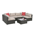 Patio Furniture Sets Dark Gray Pe Rattan Iron Waterproof Fabric