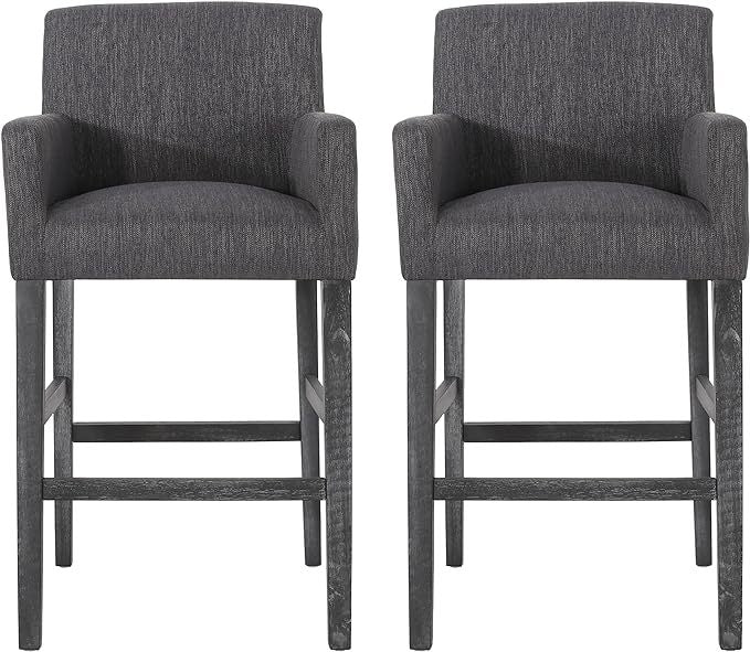 Upholstered 30.5 Inch Counter Stools Charcoal Gray Charcoal Fabric