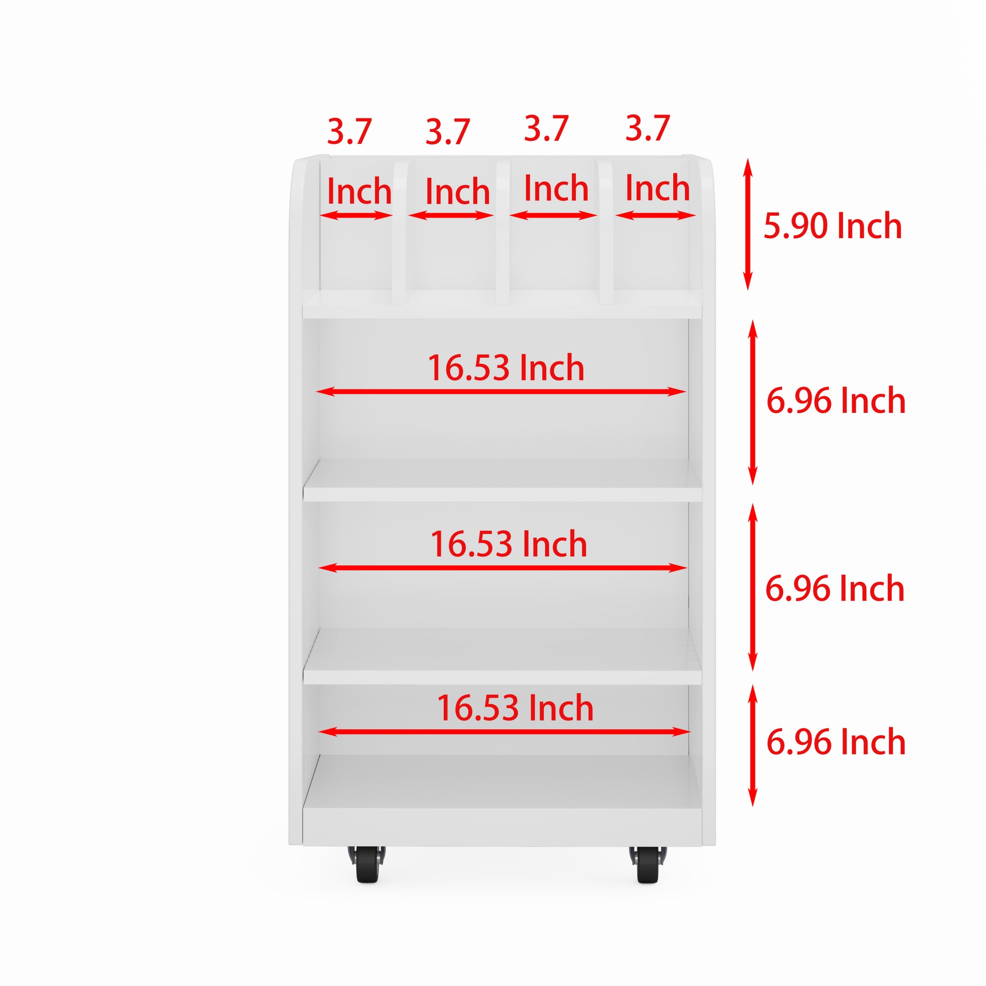 4 Tier Kitchen Island Cart With Spice Rack & Locking Casters, Simple Design Mobile Kitchen Storage Islands For Kitchen Living Room Bedroom, White White Mdf