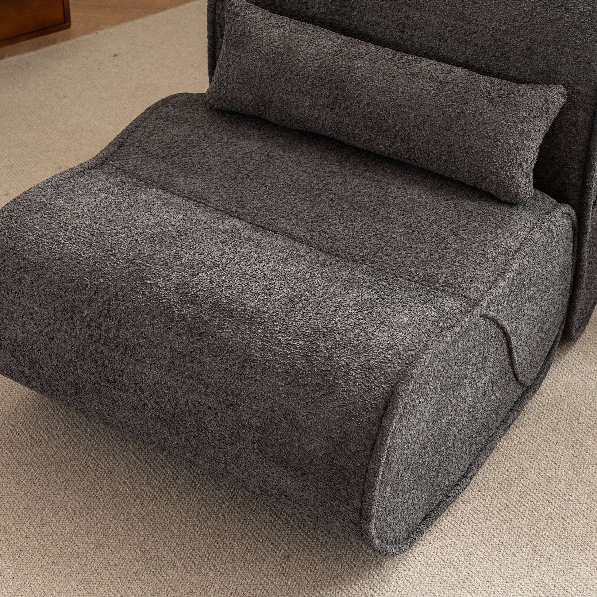 Soft Pellet Velvet Recliner Comfortable Lounge Chair With Waist Pack Padding, Modern Design, Ideal For Living Room, Bedroom Or Office Dark Gray Dark Gray Fabric 1 Seat
