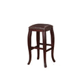 Wooden Bar Stool With Cushioned Seat And Trim Edge, Brown Brown Wood Fabric