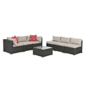 Patio Furniture Sets Dark Gray Pe Rattan Iron Waterproof Fabric