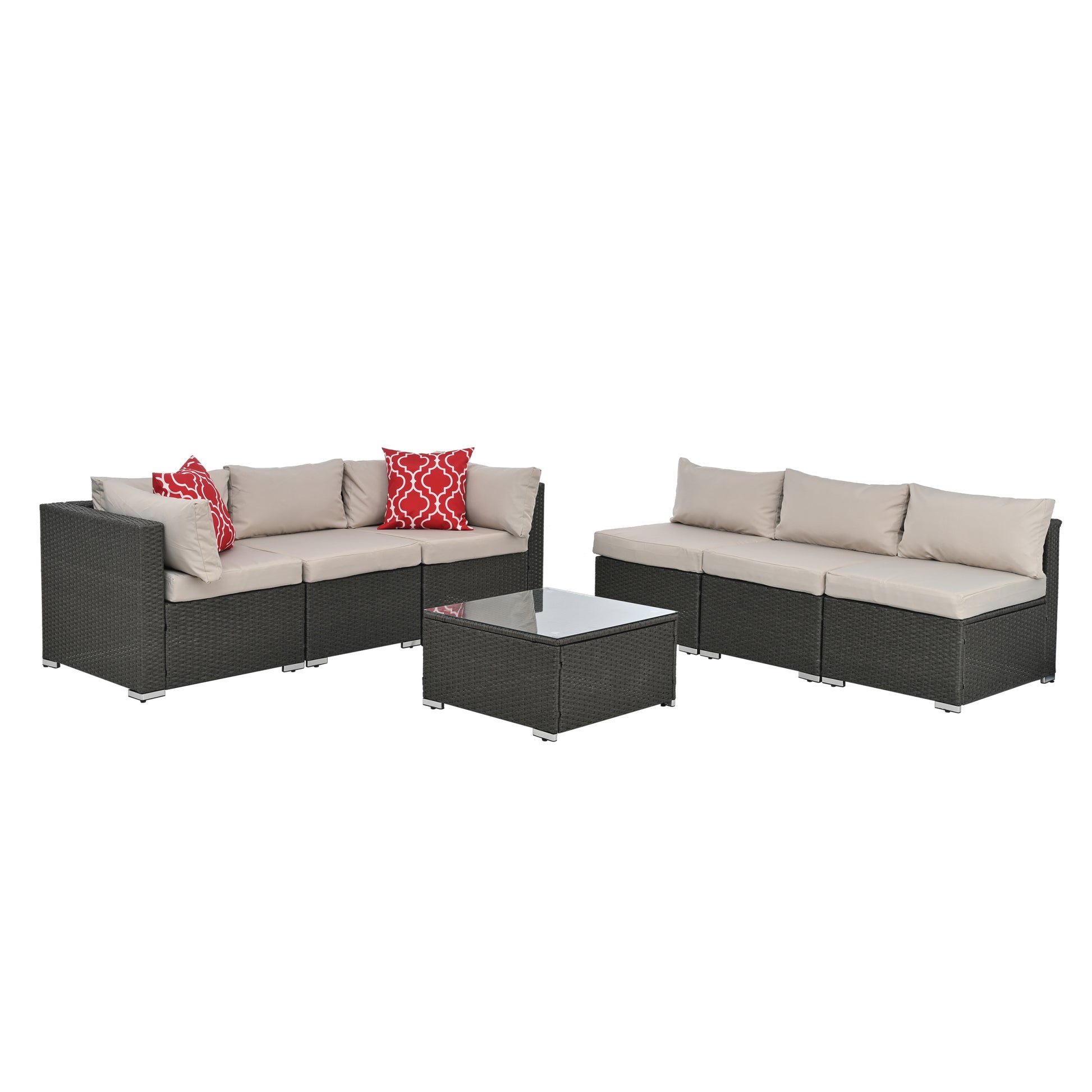 Patio Furniture Sets Yes Dark Gray Seats 6 Pe Rattan Iron Waterproof Fabric