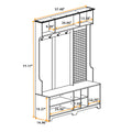 Hall Tree With Shoe Bench, Coat Rack ,Shoe Storage ,Storage Shelves And Pegboard, For Hallways, Halls And Bedrooms, White White Mdf Metal