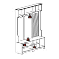 Hall Tree With Shoe Bench, Coat Rack ,Shoe Storage ,Storage Shelves And Pegboard, For Hallways, Halls And Bedrooms, White White Mdf Metal