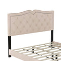 Queen Size Upholstered Bed Frame With Rivet Design, Modern Velvet Platform Bed With Tufted Headboard,Beige Beige Velvet