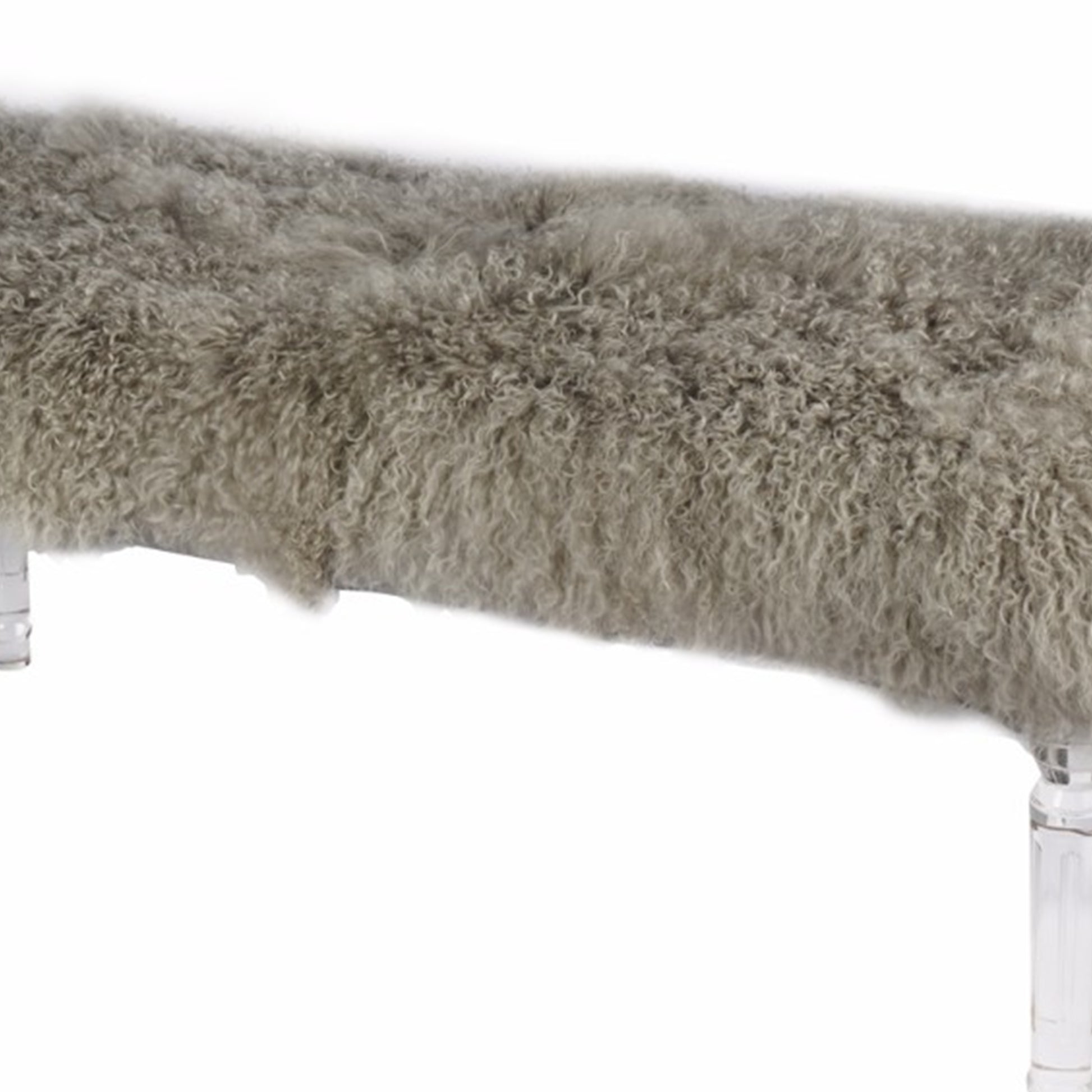 Soft To Touch Gray Mongolian Fur Bench Gray Acrylic