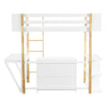 Twin Size Wood Loft Bed With Built In Storage Cabinet And Cubes, Foldable Desk, White White Solid Wood Mdf