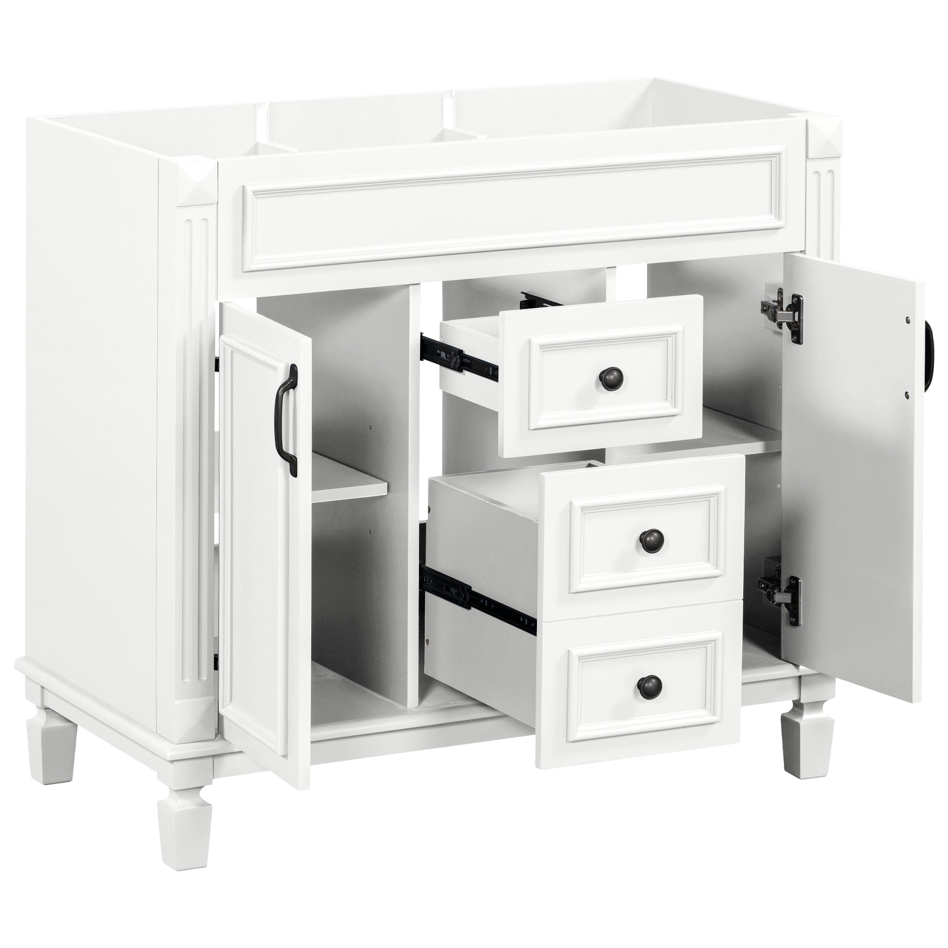 36'' Bathroom Vanity Without Top Sink, Cabinet Only, Modern Bathroom Storage Cabinet With 2 Soft Closing Doors And 2 Drawers White Bathroom Mdf