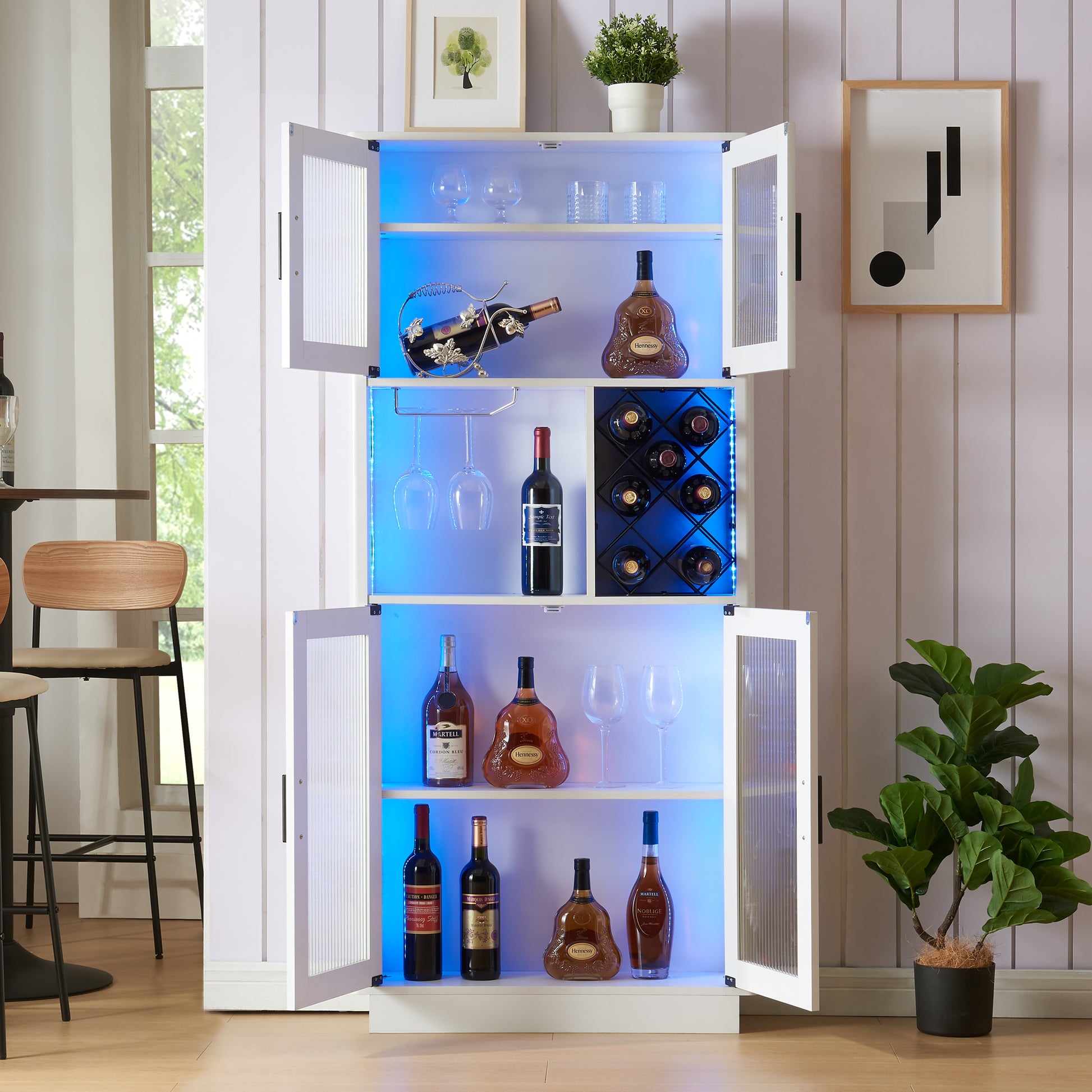 Led Wine Bar Cabinets With Wine Rack, Wine Bottle Rack, Storage Cabinet For Kitchen, Dining Room, Narrow White White Dining Room Modern Mdf