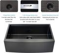 36 Inch Apron Front Workstation Farmhouse Sink 16 Guage Gunmetal Matte Black Stainless Steel Kitchen Sink Single Bowl Farm Sink Gunmetal Black Stainless Steel