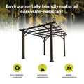 12' X 10' Outdoor Pergola, Wood Grape Gazebo For Climbing Plant Support, Garden, Patio, Backyard, Deck, Brown Brown Wood