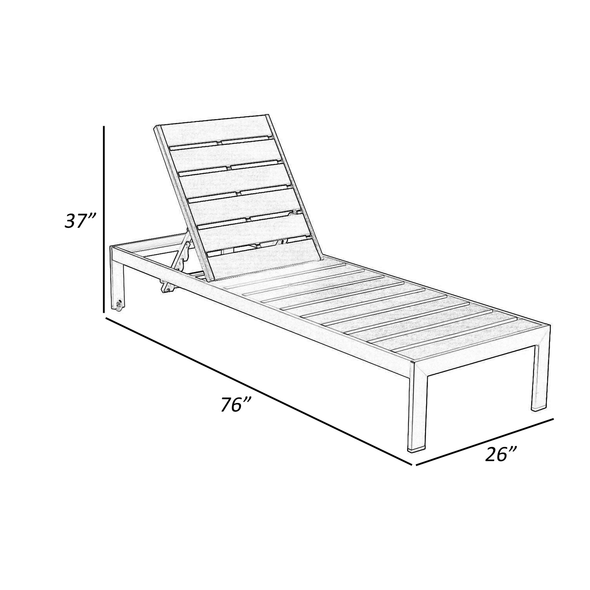 Versatile And Trendy Modern Anodized Aluminum Wheeled Lounger, Gray Gray Aluminum