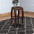 Wooden Bar Stool With Cushioned Seat And Trim Edge, Brown Brown Wood Fabric