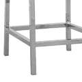 Eun 26 Inch Vegan Faux Leather Counter Stool, Chrome Legs, Set Of 2, Gray Gray Silver Fabric Metal