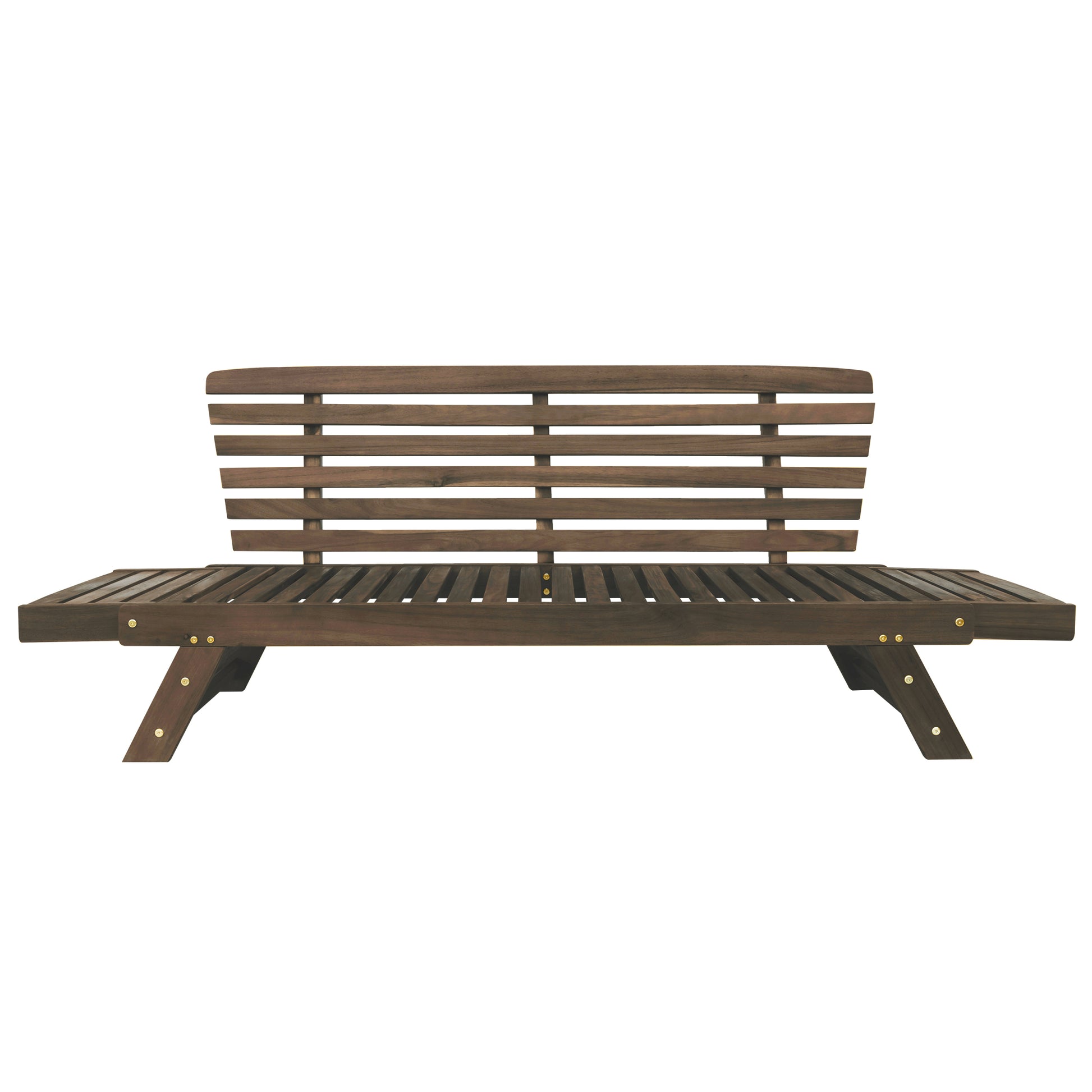Outdoor Adjustable Patio Wooden Daybed Sofa Chaise Lounge With Cushions For Small Places, Brown Finish Gray Cushion Yes Complete Patio Set Gray Water Resistant Frame Water Resistant Cushion Garden & Outdoor Casual Sofa Seating Groups Foam Solid Wood