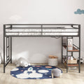 Adam Junior Twin Loft Bunk Black With Cinnamon Wood Shelf Box Spring Not Required Twin Black Metal Bedroom Bunk Metal & Wood