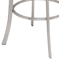 Curved Metal Back Counter Height Barstool With Flared Legs,White And Silver White Silver Fabric Metal