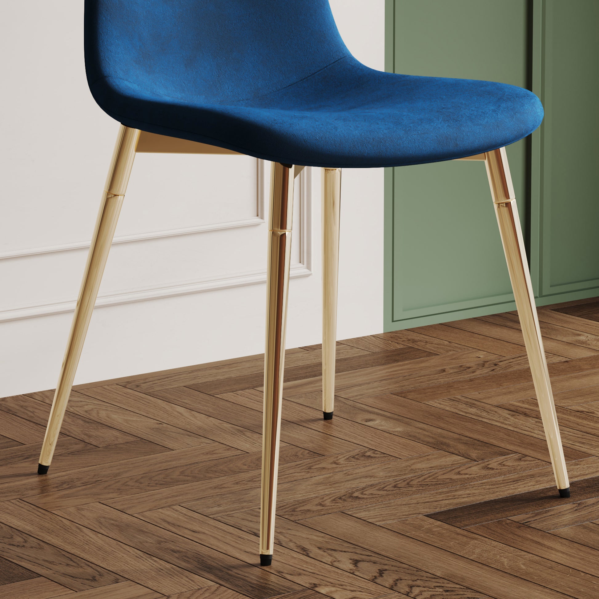 Dining Table Set Of 9, 0.32" Thick Tempered Glass Top Dining Table With Metal Legs And Eight Fabric Dining Chairs, Table Size: 62.99" L X 35.43" W X 29.92" H Gold Tempered Glass