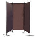 6 Ft Modern Room Divider, 3 Panel Folding Privacy Screen W Metal Standing, Portable Wall Partition, Brown Brown Metal