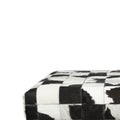 Cow Hide Upholstered Bench With Acrylic Legs, White And Black Black White Wood Fabric