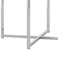 Eun 20 Inch Faux Leather Dining Chair, Chrome Base, Set Of 2, Gray Gray Silver Fabric Metal