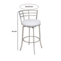 Curved Metal Back Counter Height Barstool With Flared Legs,White And Silver White Silver Fabric Metal