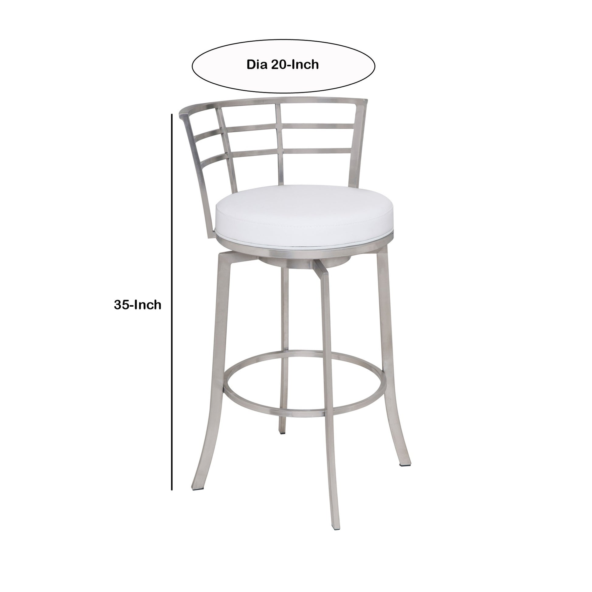 Curved Metal Back Counter Height Barstool With Flared Legs,White And Silver White Silver Fabric Metal