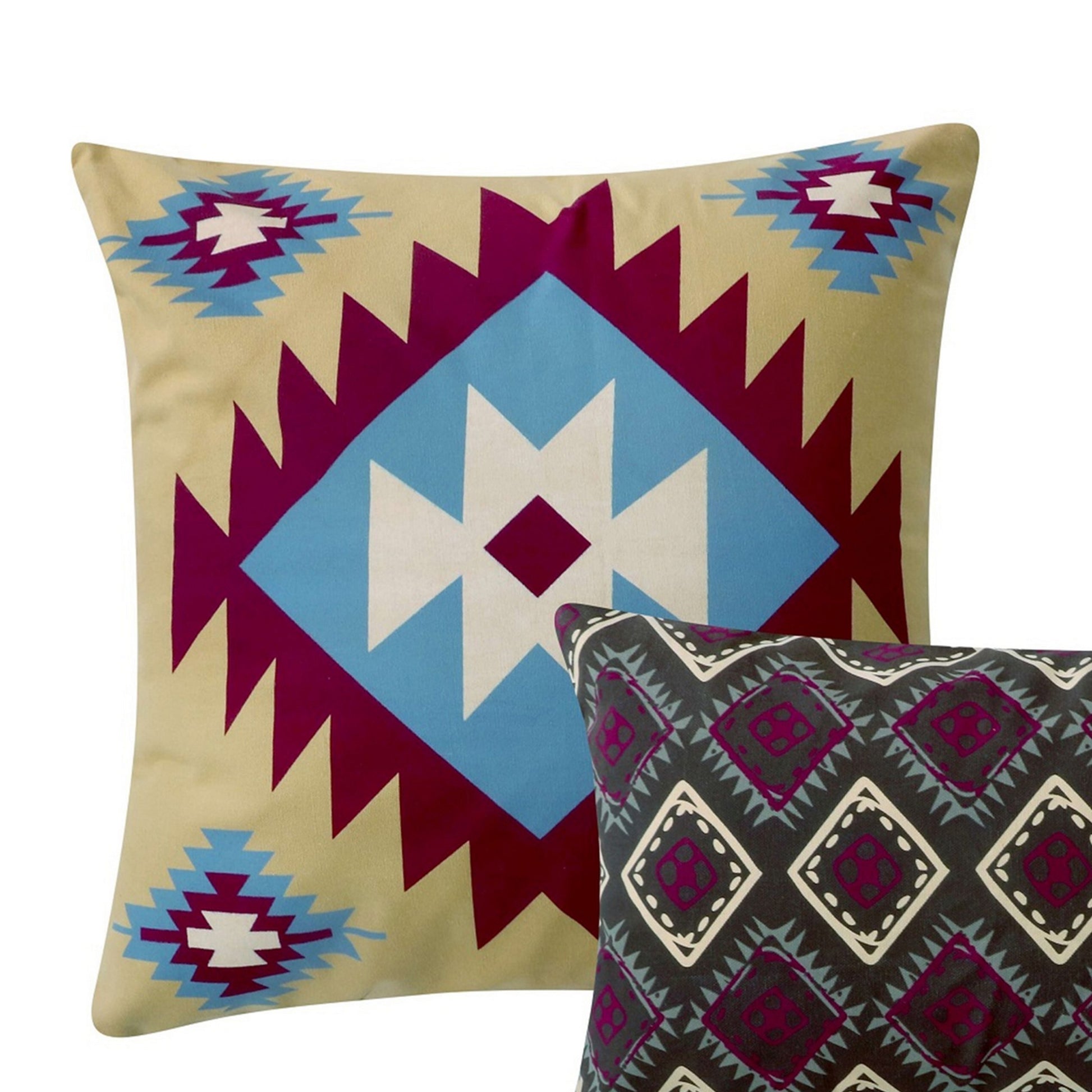 Cotton Accent Throw Pillow, Southwest Print, Pair Of 2, Multicolor Multicolor Cotton