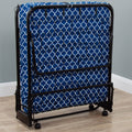 Metal Folding Bed Frame With Foam Mattress For Small Space, Easy Storage And Movable With 4 Castors Box Spring Not Required Black Blue Metal Bedroom Minimalist,Modern Bed Frame Foam Cotton Foam